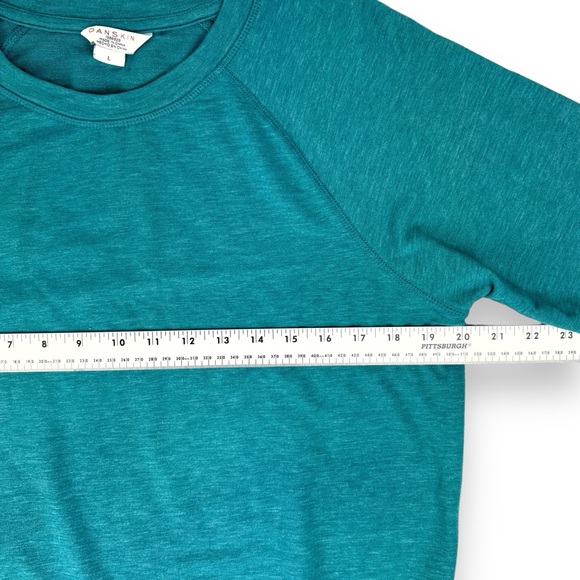 Danskin Crossover Top Large Raglan Sleeve Colonial Blue Tulip Hem Ruched Sides - Picture 8 of 15